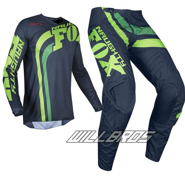 

2019 naughty green mx 180 cota motocross gear set racewear dirt bike offroad men's jersey & pant combo, Black;blue