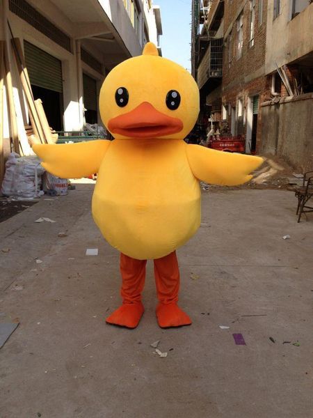 2019 venda quente Big Yellow Duck Duck Mascot Costume Cartoon Performing Costume Frete Grátis