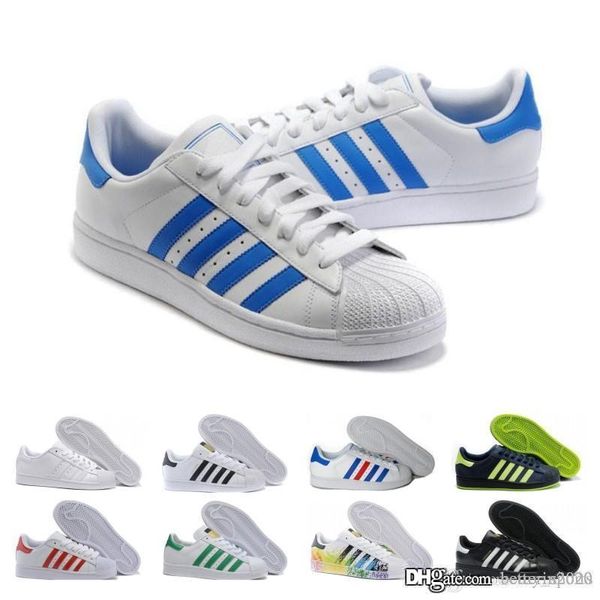 

2019 super star white hologram iridescent junior superstars 80s pride womens mens trainers superstar designer casual shoes us 5, Black