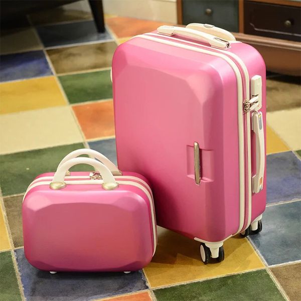

luxury pure color 2pcs/set trolley suitcase travel bag valise spinner brand men women carry on rolling luggage 20"22"24"26&qu