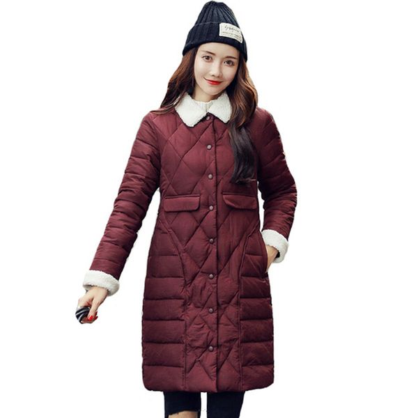 

chest buttons women's winter jacket, neck change women's long tail tightweight overcoat autumn paka ladies, Tan;black