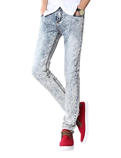 

demon men's white skinny fit stretch jeans s8l38, Blue