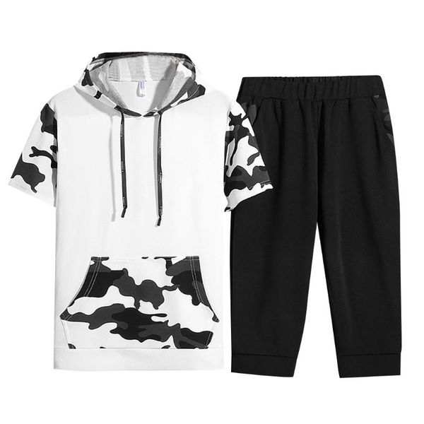 

мужчины весна с коротким рукавом с капюшоном толстовка топы брюки наборы костюм футболка спортивный костюм мужчины rrand спортивная одежда 1, Gray