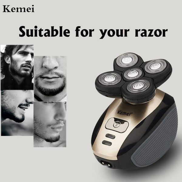 

kemei 5 in 1 rechargeable electric shaver five floating heads razors hair clipper nose ear hair trimmer men facial cleaning 3