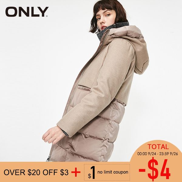 

only warm long down hooded coat parka winter jacket | 118412534, Black