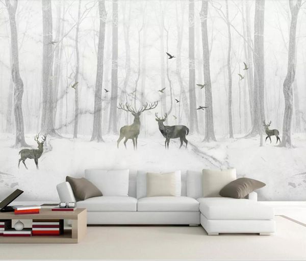 

3d мрамор обои nordic elk deer forest настенная картина для тв дивана фоновых обоев rolls заказ 3d фото обои природы