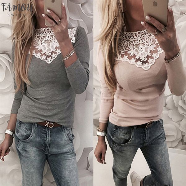 

womens clothing womens warm long sleeve knitted lace blouse casual ladies pullover jumper lace shirt, White