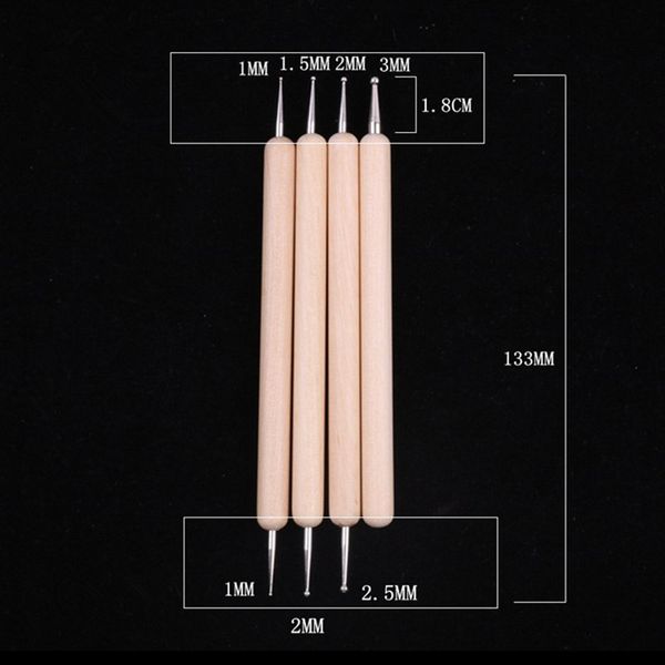 

wooden nail art dotting pen double head nail drill point pen painting drawing brushes manicure accessories tools f3004, Silver