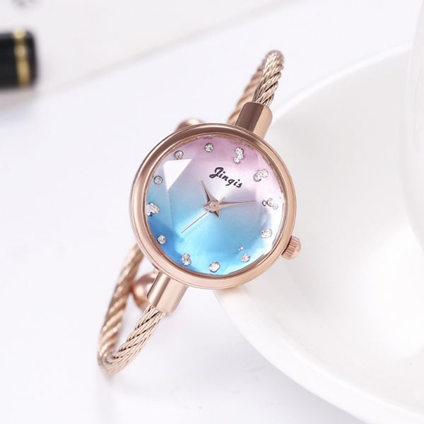 

bracelet watch creative design rainbow dial wrist watch female small dressing ladies fashion elegant watches, Slivery;brown