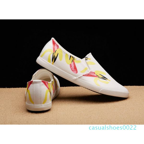 

oudiniao men shoes canvas loafers denim slip on men casual shoes plimsolls breathable male footwear spring sneakers flower c22, Black