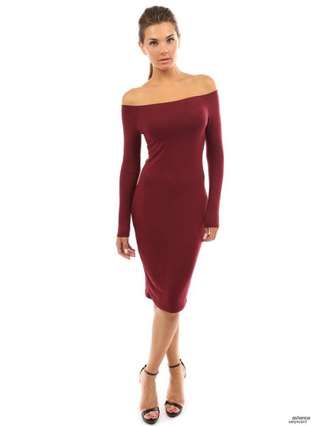 

womens designer season solid color word collar strapless slim long sleeve one-step skirt dressc8bth, Black;gray