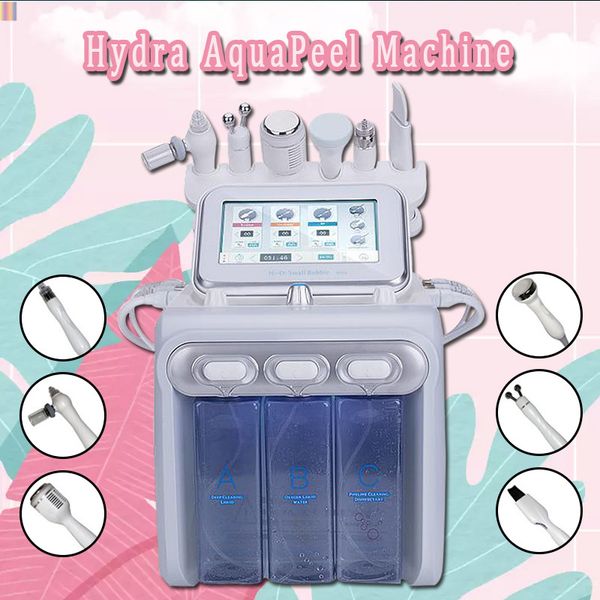 

6 in 1 hydra facial water dermabrasion rf radio frequency cold hammer ultrasonic oxygen spray face deep cleansing machine, Black;white