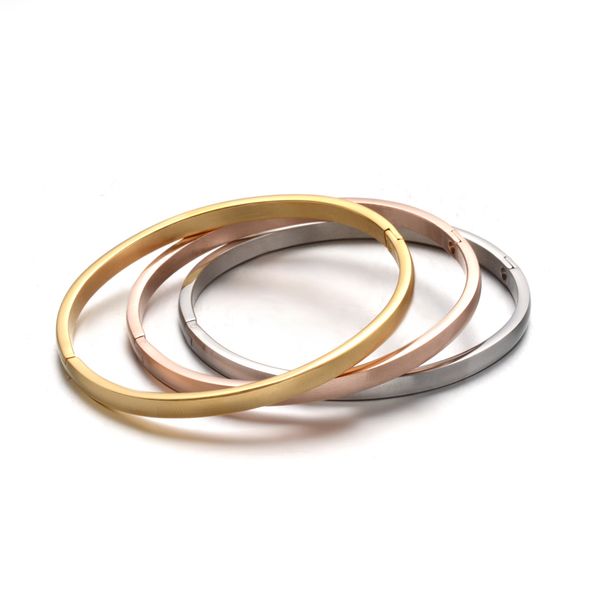 

304 stainless steel bangles bracelets for women men jewelry accessories 50x59mm; 4mm f80, Black