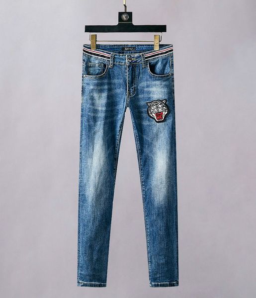 Good Mens Jeans Designer Tiger Embroidered Jeans Cloth Soft