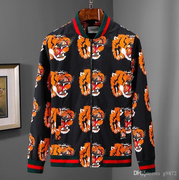 

2019the newcasual jacket long-sleeved cotton men's jacket zipper pocket animal print m-3xl quality assurance wholesale#1128, Black;brown