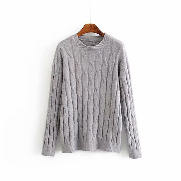 

woah 2019 hui 38-1272 european and american fashion twist knitting a sweater, White;black
