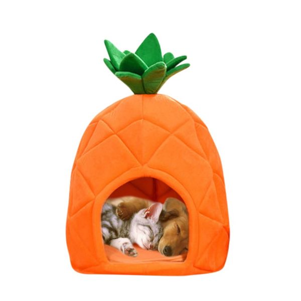 

creative kennel cat nest teddy dog fruit pineapple cotton bed warm pet products foldable dog house
