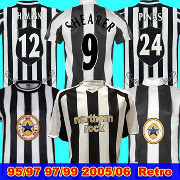 

new 95 97 99 05 06 shearer retro jersey hamann 12 shearer 9 pinas 24 soccer jersey 1995 1997 99 05 06 pinas home owen castle soccer jersey, Black;yellow