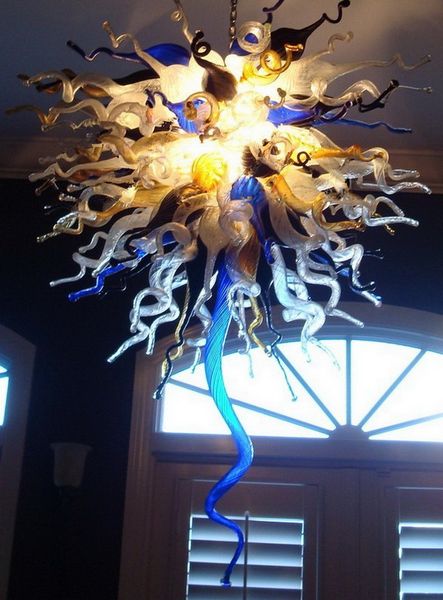 

modern crystal lamp residental hand blown glass chandelier living room art decoration chihuly style led light source pendant