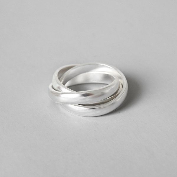 

990 sterling silver matte 3pcs cross finger rings for women student silver jewelry new wedding band statement ring, Black