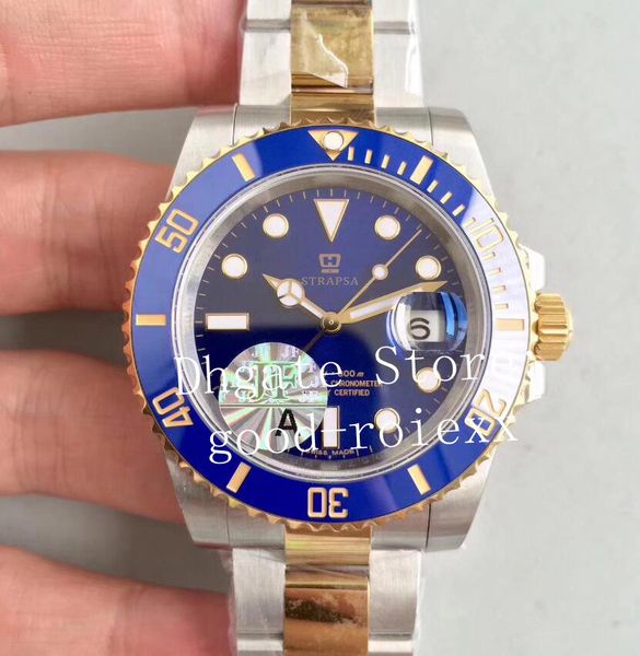 

luxury factory mens automatic watch men blue ceramic bezel dial eta 2836 gold steel dive sport 116613 lb sub watches oyster jf wristwatches, Slivery;brown