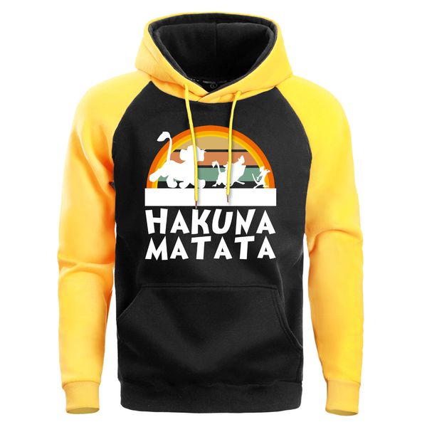 

король лев симба акуна матата фуфайки 2019 осень зима теплая флисовая толстовка мужчины hip hop streetwear реглан мода hoody, Black