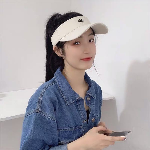 

washed cotton summer empty sun visor hat summer wide brim sun caps uv protection hat for men and women, Blue;gray