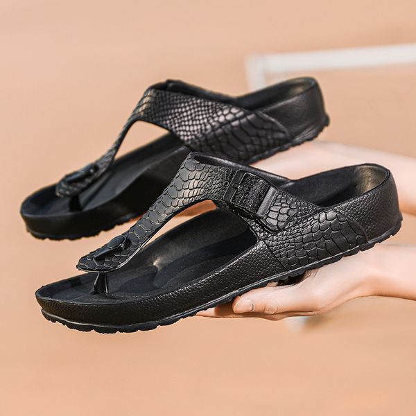

summer men slippers lightweight beach shoes couple sandals men rome flip flop slippers breathable male outdoor sports, Black