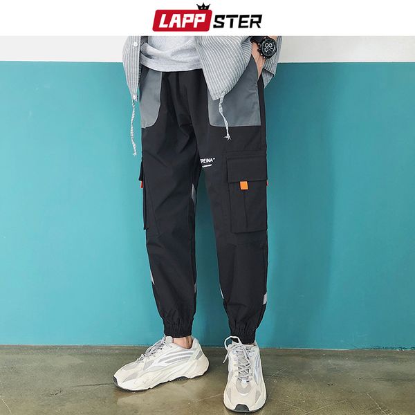 

цвет блок лето бегуны брюки 2019 мужчина японского streetwear hip hop штаны черного трек хаки брюки, Black
