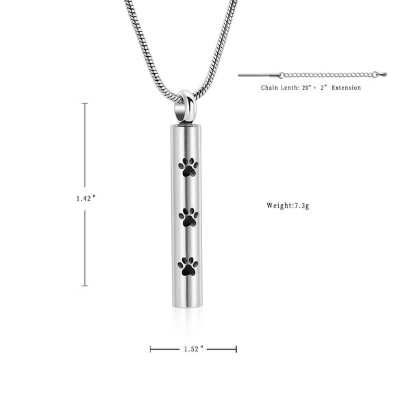 

l005 pet cremation jewelry-погребальная урна собака / кошка пепел держатель длинная трубка из нержавеющей стали кремация ювелирные изделия д, Silver