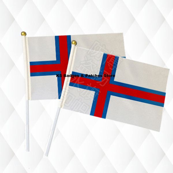 Faroe Oisss Hands Stick Ткань Флаги БЕЗОПАСНОСТИ БЕЗОПАСНОСТИ BACK BACK TOP Ручной Национальные флаги 14 * 21см 10 шт. Много