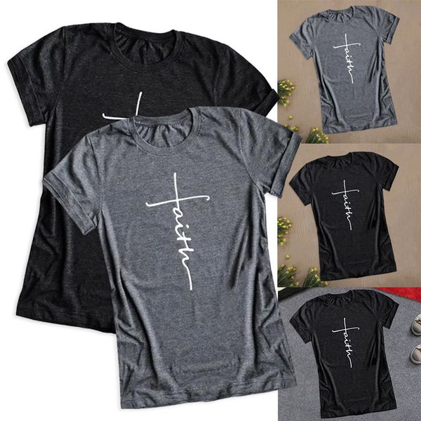 

faith letter printing t-shirt funny graphic size s-xl cute letter printed graphic funny tees, White;black