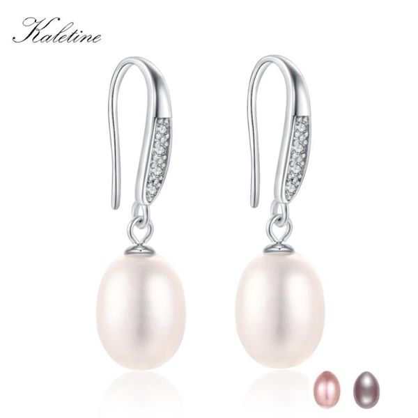 

kaletine statement earrings for women natural pearl drop earring clear cz 925 sterling silver pink purple pearl jewelry