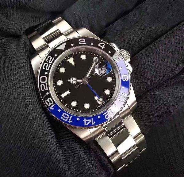 

new selling ment's gmt ii automatic watches stainless steel dive blue red ceramic circle 40mm mens watch relogio mens quality watches, Slivery;brown