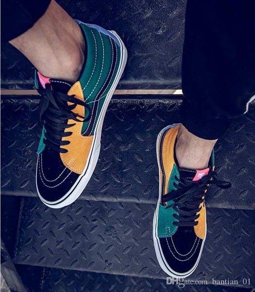 

2020 fashion canvas sneakers old skool sk8 hi slip on men women skateboard shoes triple black white checkerboard fashion casual shoes