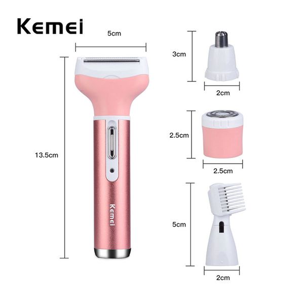 

kemei epilator 4 in 1 multifunction depiladora de nariz removal rechargeable lady depilador eyebrow nose trimmer km-6637 rvihy