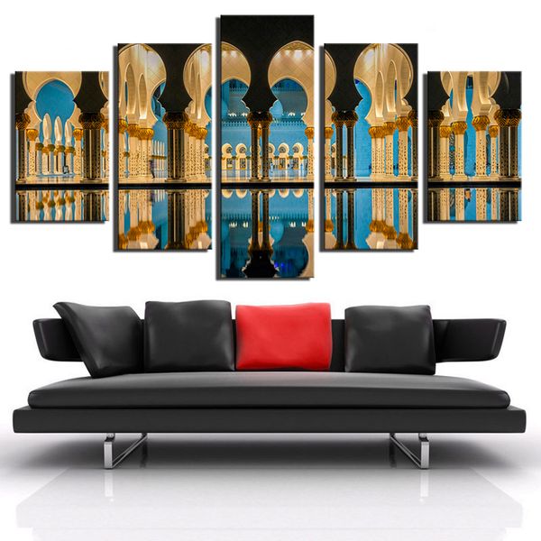 

canvas prints pictures decor home living room 5 pieces islam mosque landscape paintings muslim poster modular wall art