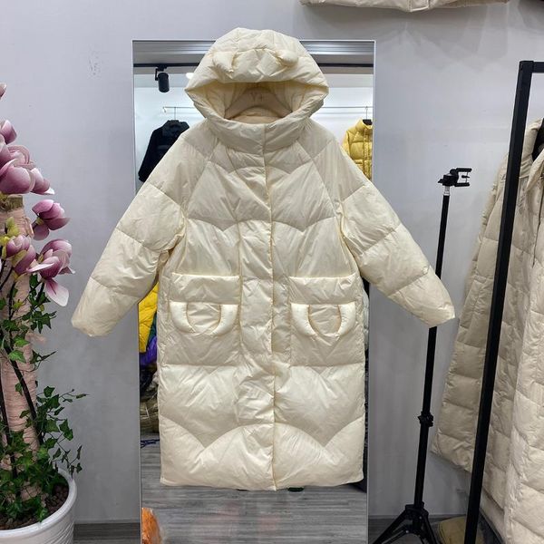 

women's down & parkas 2021 women winter long parka ultra light white duck jacket female warm hooded coat outwear, Black