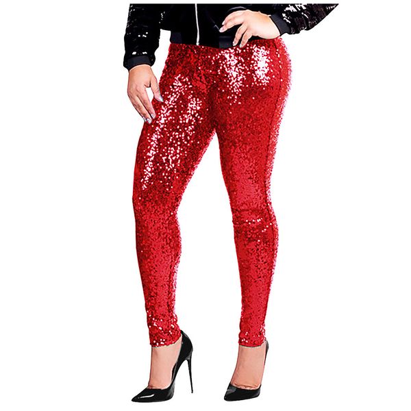 plus size red sequin pants