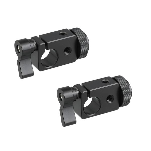 

camvate 15mm single rod clamp adapter with black thumbscrew locking knob (2 pieces) item code: c2217