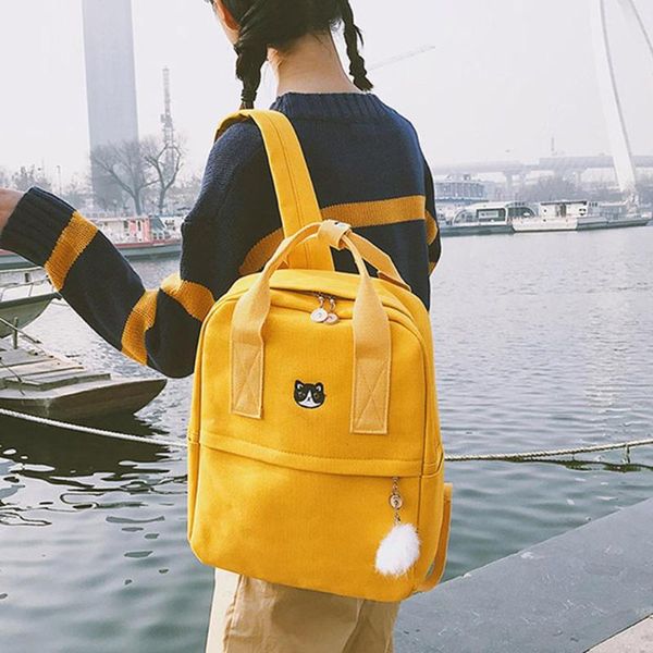 

preppy women backpack for school teenagers girl vintage stylish school bag ladies canvas fabric backpack female bookbag mochila