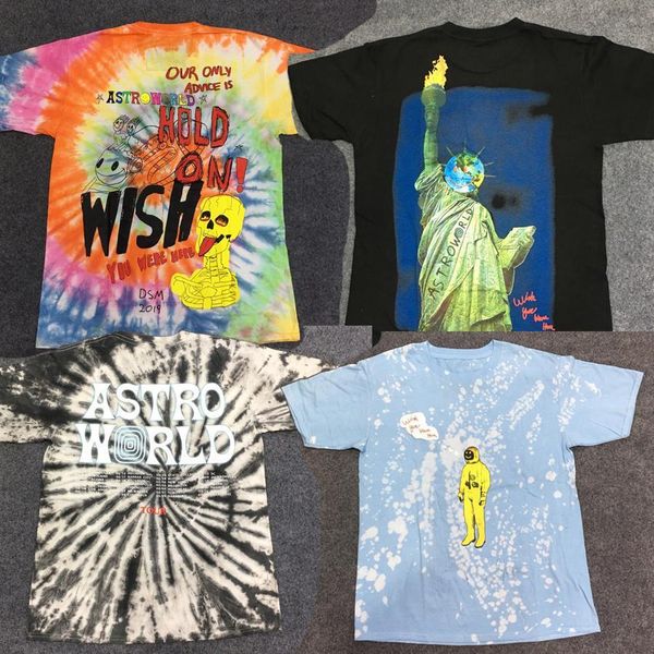 

travis scott tshirt anstronaut astroworld tour tie dyeing t shirt men streetwear camouflage mens women's travis scott t-shirt, White;black
