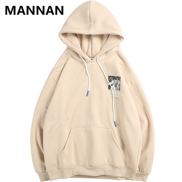 

mannan 2019 men hoodie sweatshirt family party streetwear winter fleece hoodies pullover cotton autumn thick sweat hoodie, Black