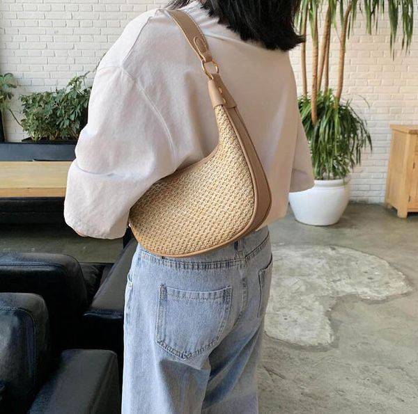 

beach bag half moon underarm bag designer luxury handbags shoulder woven bags double shoulder strap