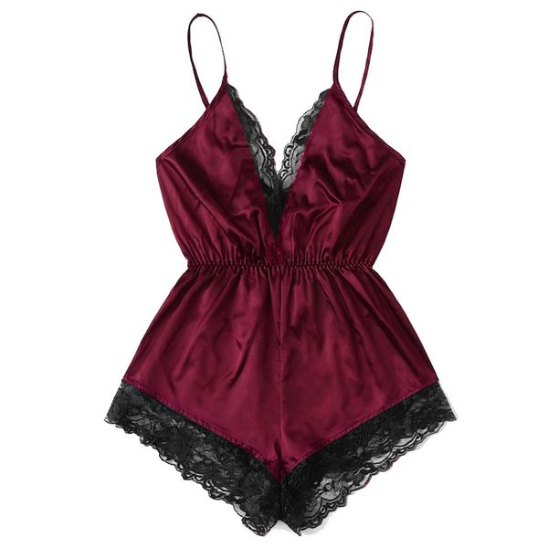 

2019 new night gown v neck sleeveless spaghetti strap lace floral print nightgown night dress babydoll sleepwear, Black;red