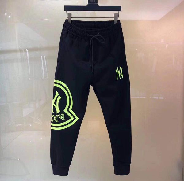 

19fw luxurious brand design ny embroidery yankees collaboration elastic waist track trousers men women sport jogger sweatpants outdoor pants, Brown;gray