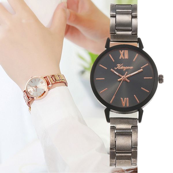 

roman numeral clock exquisite small dial women's watches fashion steel strip ladies quartz wristwatch kol saat 2019, Slivery;brown