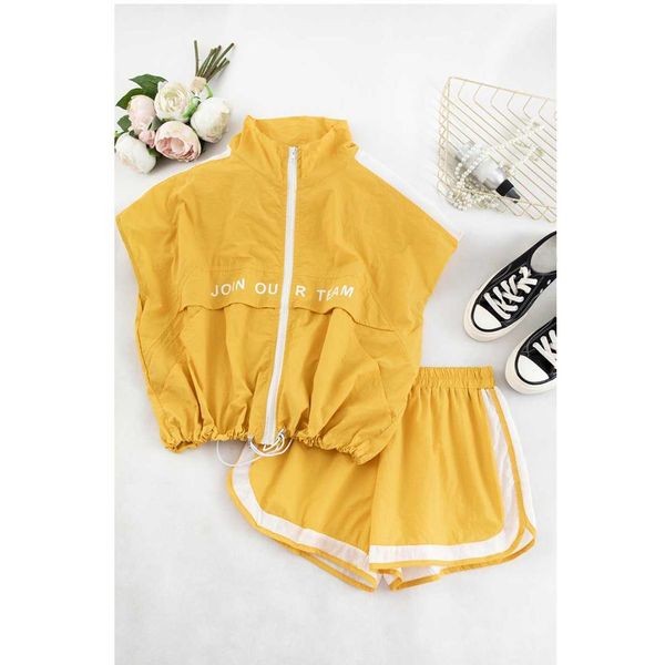 

2019 women two piece sets casual sleeveless vest elastic waist letter print shirt pockets sporting wide leg pants, White