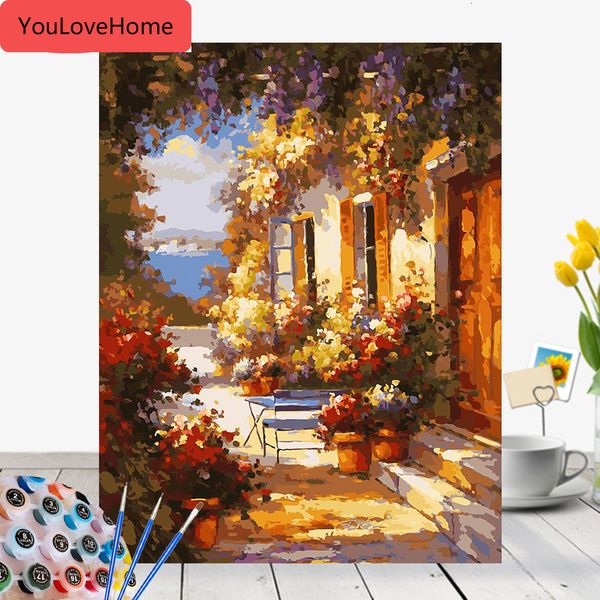 

picture by number kits цветочный дом на холсте ручная роспись маслом художественный подарок diy домашнее украшение животные художественная к