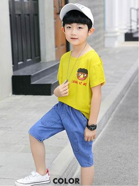 

Children 039 clothing boy ummer hort leeved uit 2019 new ummer big children children boy port foreign ga two piece